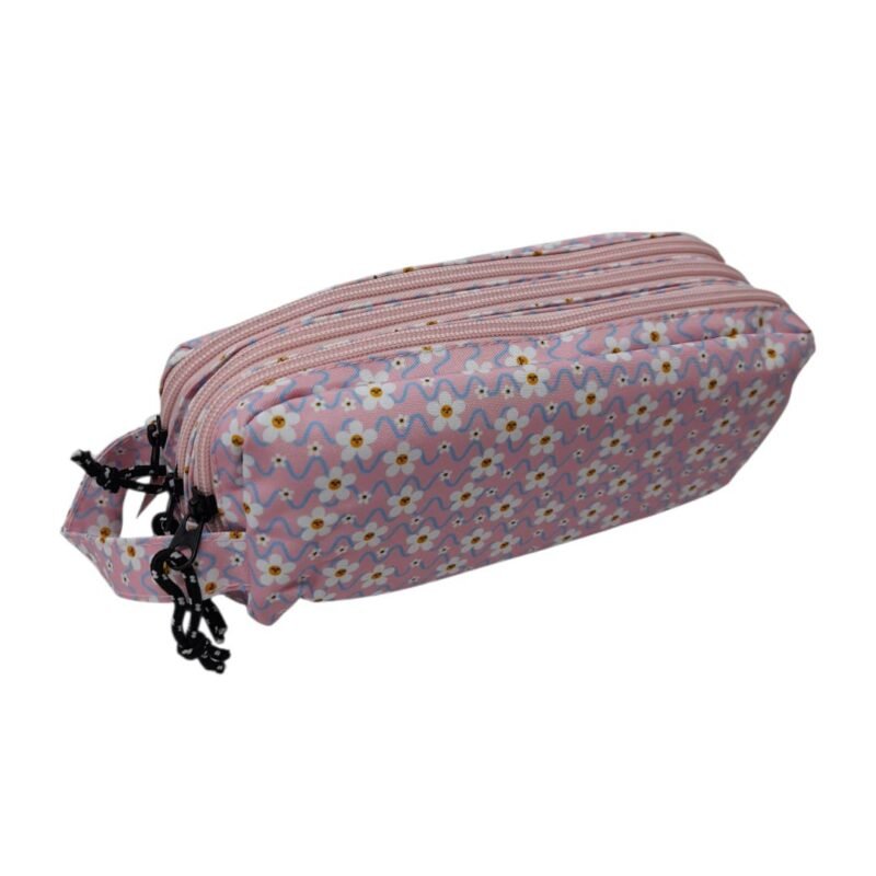 Cartuchera Tres cierres "Flores"