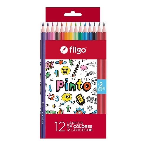 Lapices de Colores Pinto con Kit x12+2HB Filgo