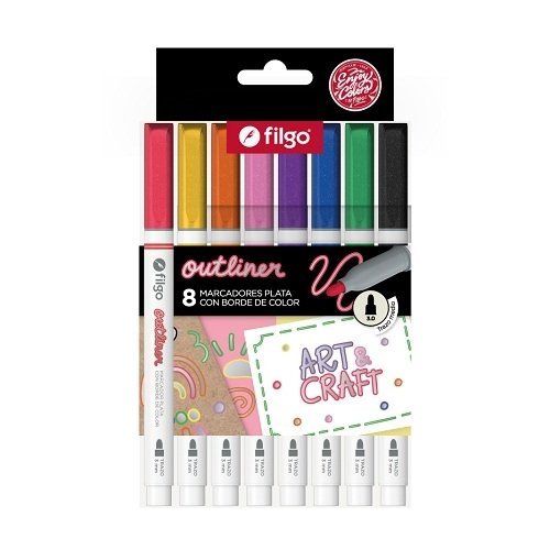 Marcador Filgo outliner doble tinta - estuche 8 surtido