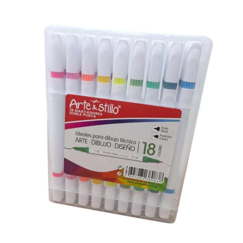 Marcadores doble punta 18 colores
