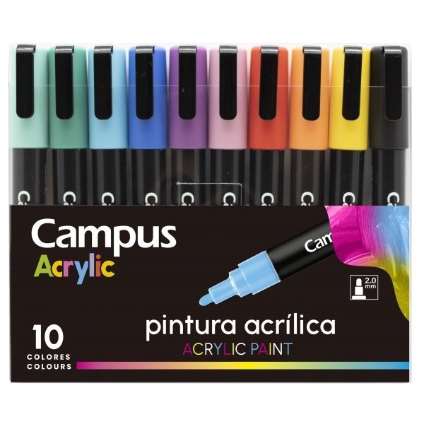 Marcador campus acrilico 10 colores
