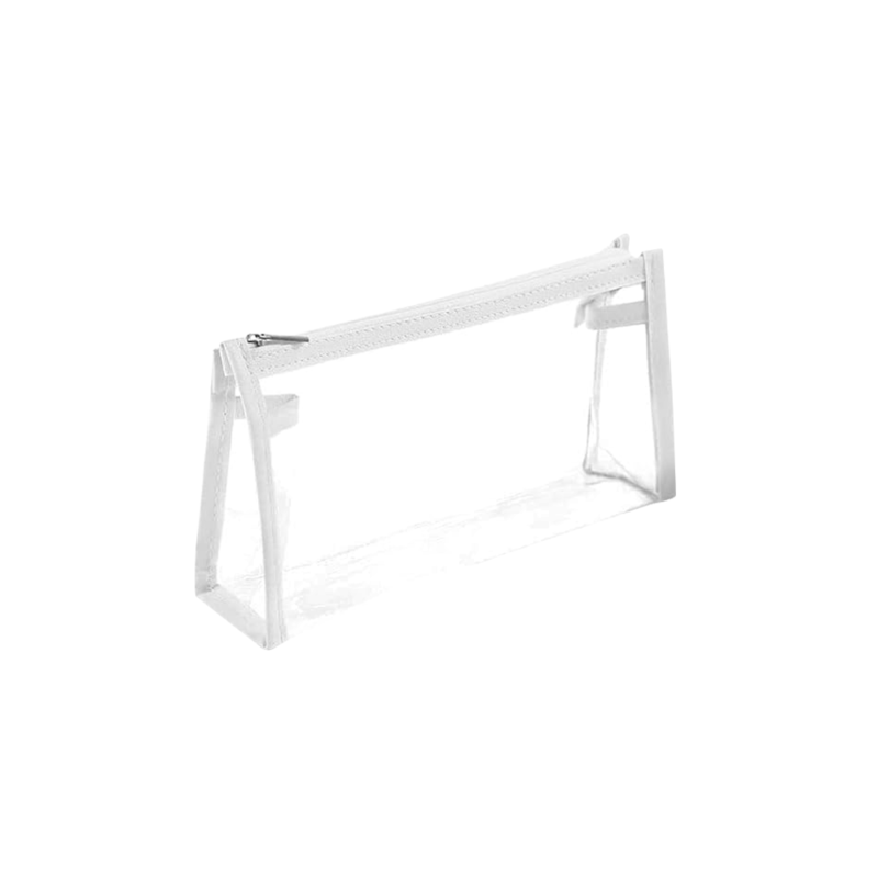 Cartuchera Transparente con detalle en Blanco